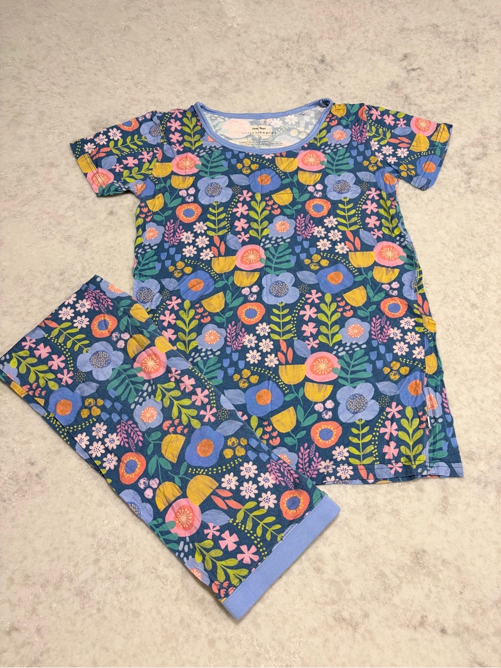 Little Sleepies Folk Floral Bamboo Two-Piece Pajama Set - Size 16